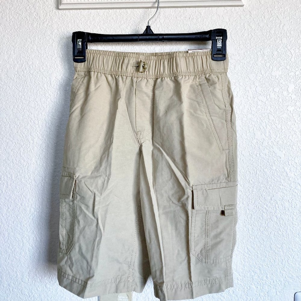 NEW Arizona Jean Co Boys Pull On Cargo Shorts 10 Khaki Elastic Waist